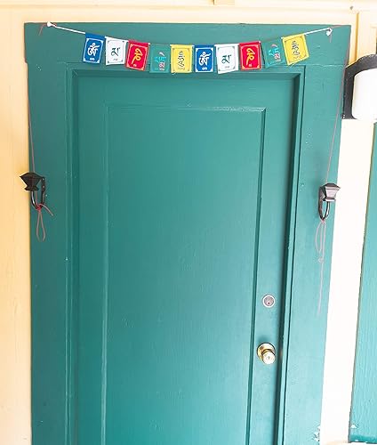 Miniatura 6 de Buda de la compasión banderas tibetanas de oración Om Mani Padme Hum Juego de 10 cinco colores tradicionales tibetanos que son amarillo, verde,