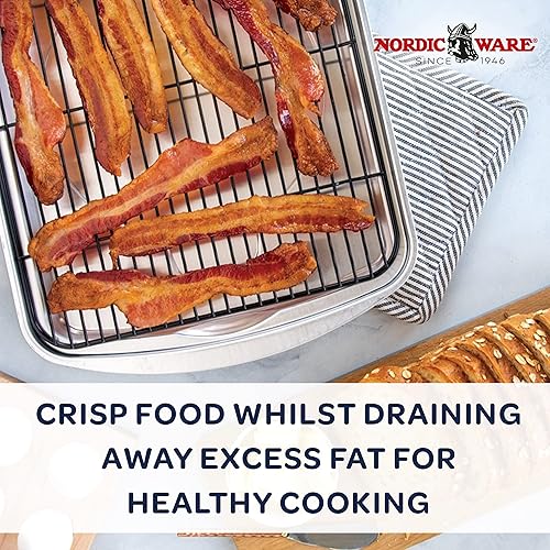 Miniatura 3 de Nordic Ware Oven Crisp - Bandeja para hornear y media hoja de aluminio natural Nordic Ware para panadería, paquete de 2