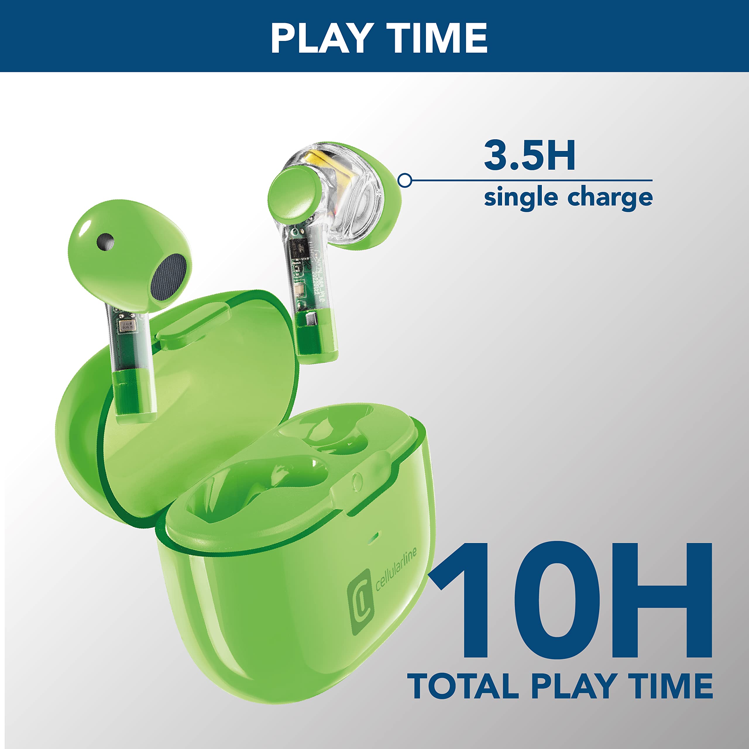 cellularline | FINE Trasparente | Auricolari Bluetooth TWS Wireless In-Ear a Capsula con Custodia di Ricarica - Play time di 10 ore - Fast Pairing - Controlli touch e Auto Pairing