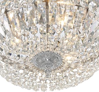 Crystorama 3 Light Clear Hand Cut Polished Chrome Flush Mount