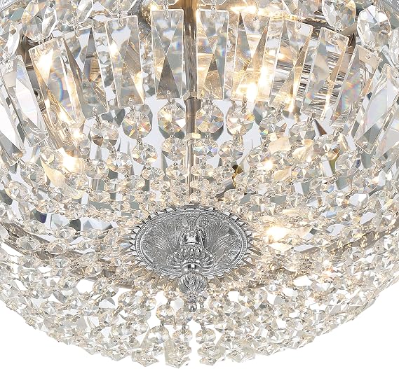Crystorama 3 Light Clear Hand Cut Polished Chrome Flush Mount