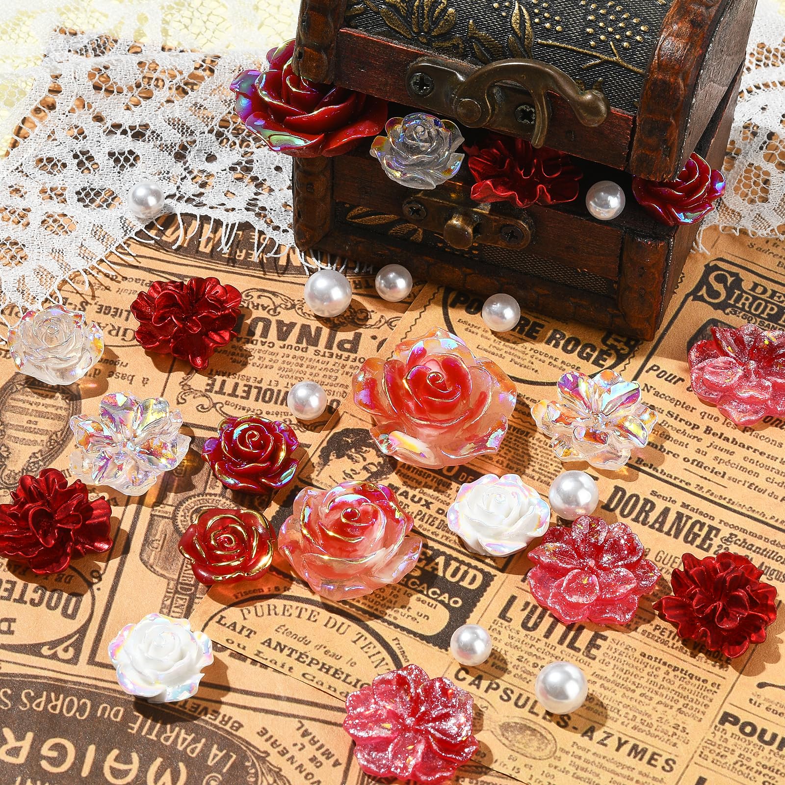 Cabochons Résine Fleurs Séchées BEEFLYING - 50g Pour Bricolage, Bijoux Et Décoration (Bleu)