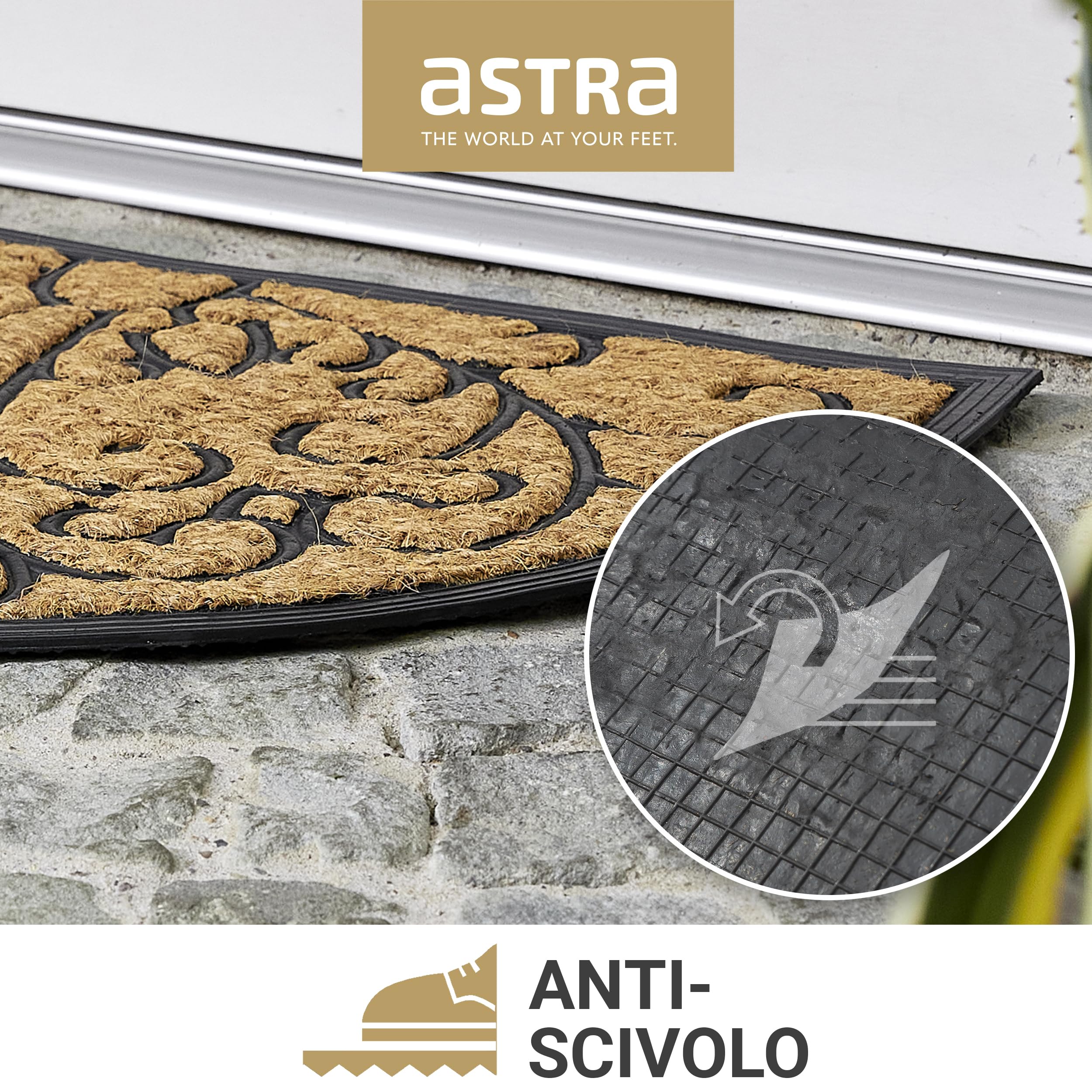 Zerbino Esterno In Fibra Di Cocco Astra, Set Da 2, 40x60 Cm, Semicircolare, Antibatterico, Resistente Alle Intemperie, Trappola Per Sporco - 2