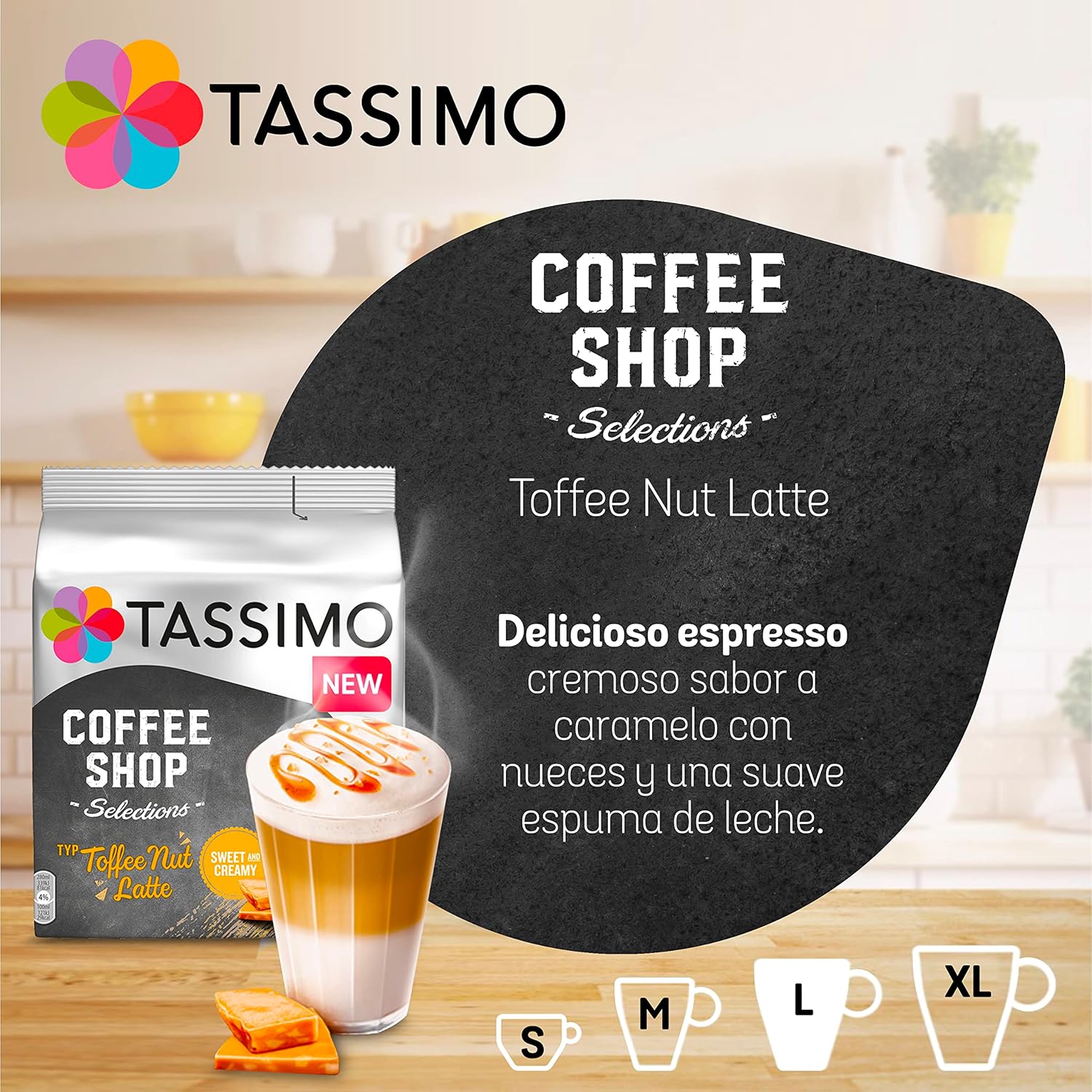 Tassimo Coffee Shop Selections Toffee Nut Latte Coffee Pods X8 (Pack of 5, Total 40 Drinks)