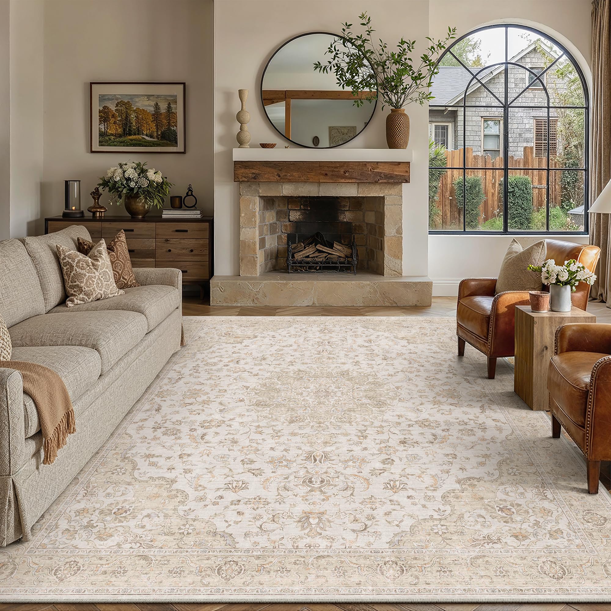 PureCozy Rugs Living Room Beige Brown 300x400cm Washable Bedroom Carpet โ image 1