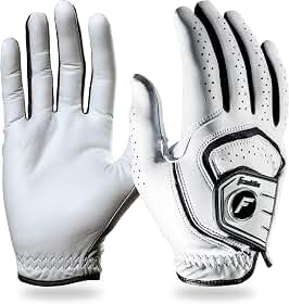 Luva de golfe – Luvas de golfe profissionais – Luva de golfe de couro premium – Aderência máxima – Branca – Luva de golfe masculina