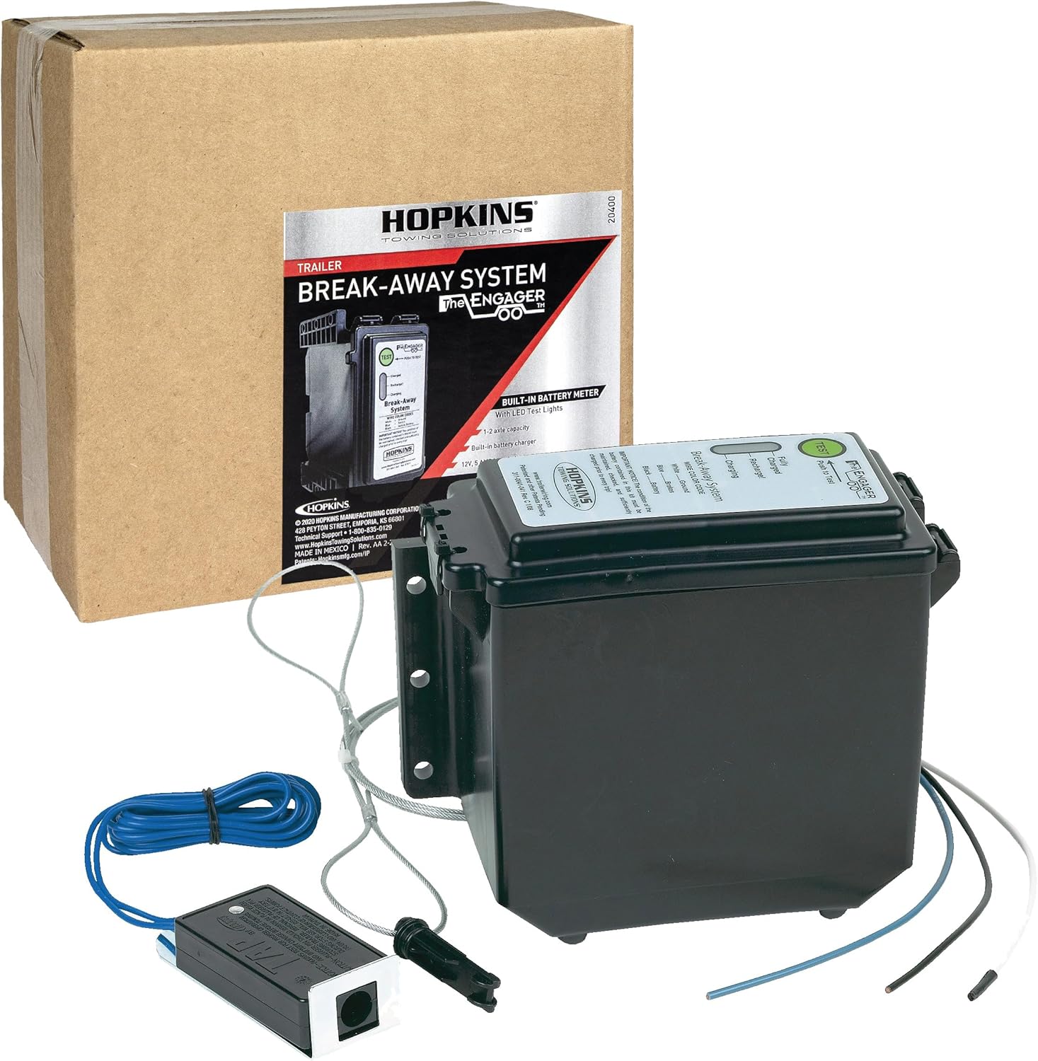 Hopkins Towing Solutions 20400 Engager FT Break Away System with LED Battery Monitor