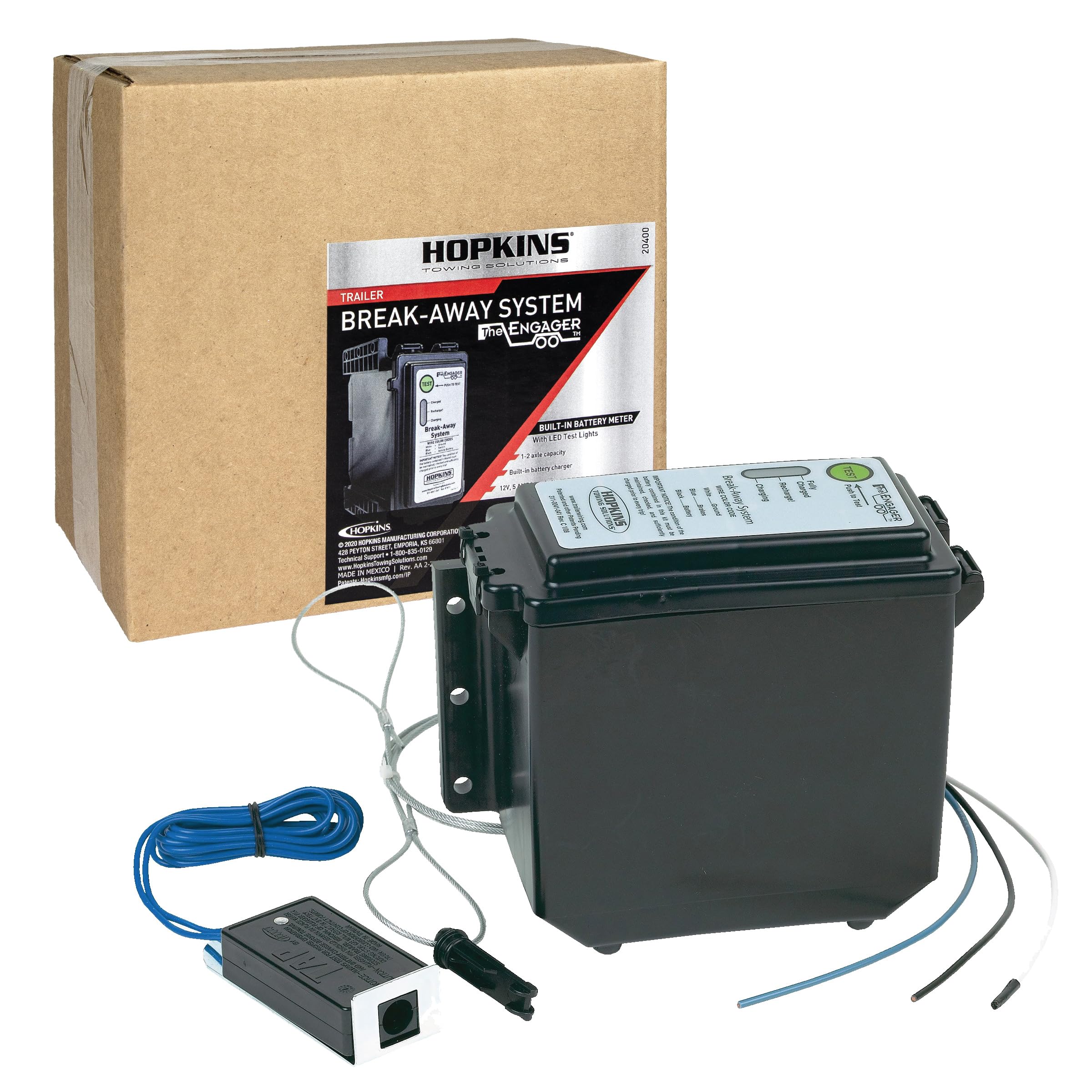Hopkins Towing Solutions 20400 Engager FT Break Away System with LED Battery Monitor