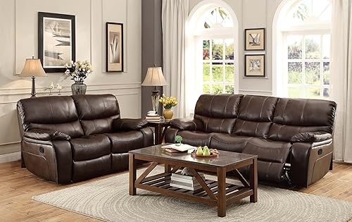 Miniatura 10 de Homelegance Pecos - Sofá reclinable doble manual de gel de cuero, color rojo