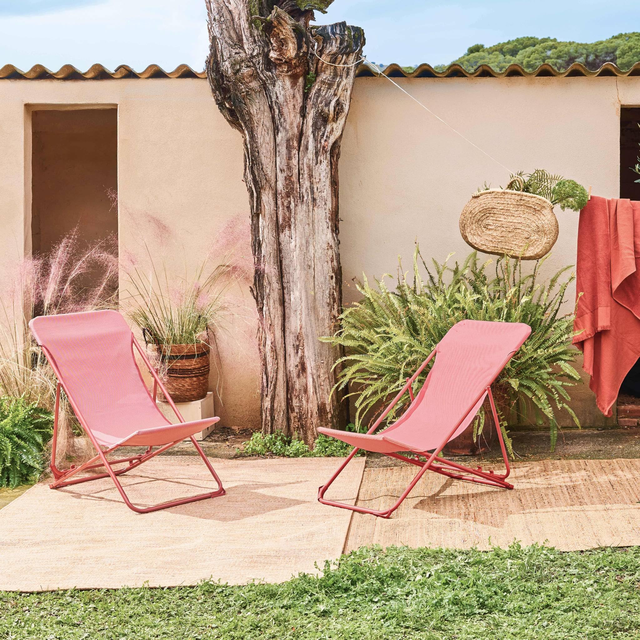Set 2 sedie sdraio pieghevoli Terracotta - 83x88x95 cm
