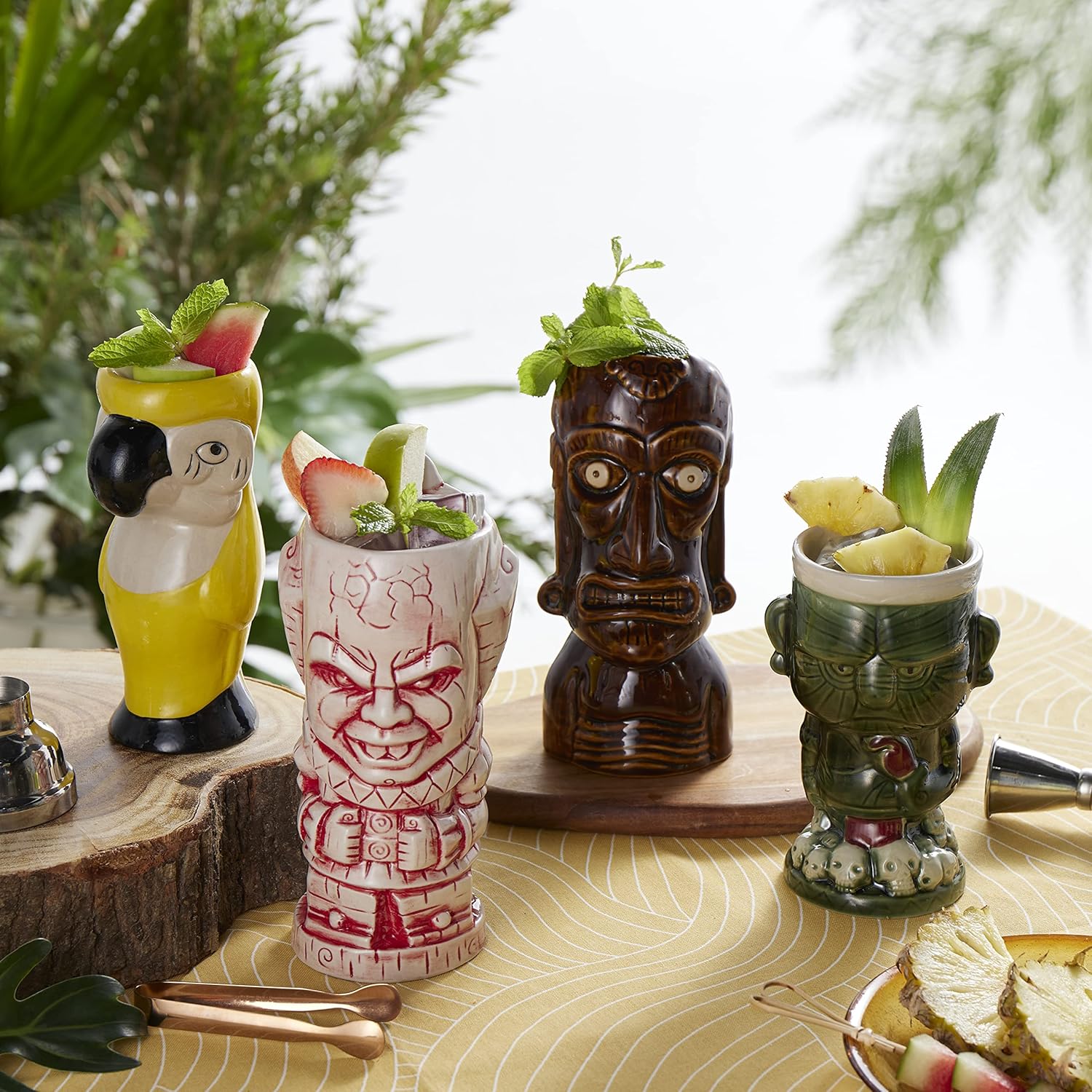 LEMONSODA Ceramic Hawaiian Tiki Glasses (Luau, Set of 4) - Image 2