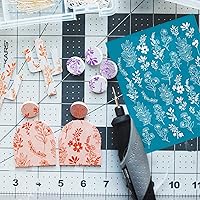Vista 4 de OLYCRAFT Clay Stencils Pantalla de seda de flores silvestres para arcilla polimérica, plantilla botánica de transferencia no adhesiva para jardín