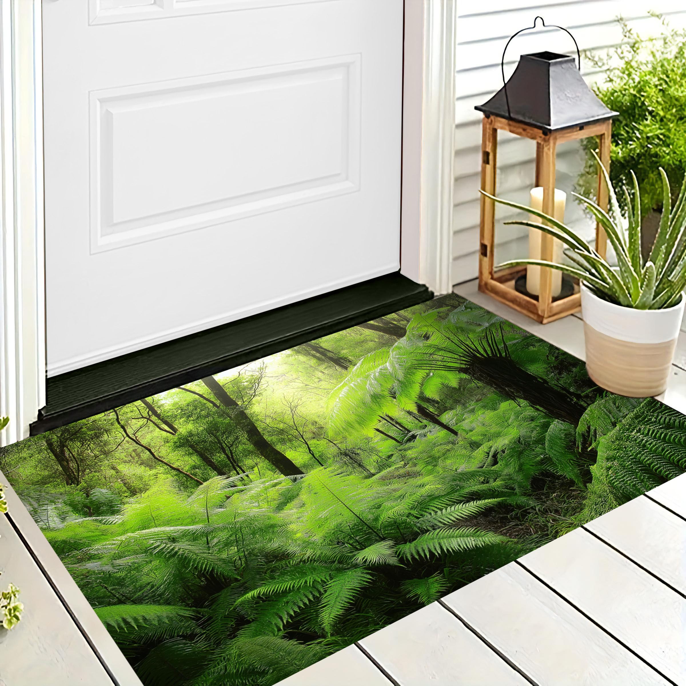 Tapis antidérapant vert forêt 40x60 cm pour sécuriser l'entrée de la maison