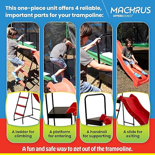 Miniatura 5 de Machrus Upper Bounce Trampoline Step N SlideJuego de escalera de escalón y tobogán ondulado para niños para exteriores, se adapta a trampolines