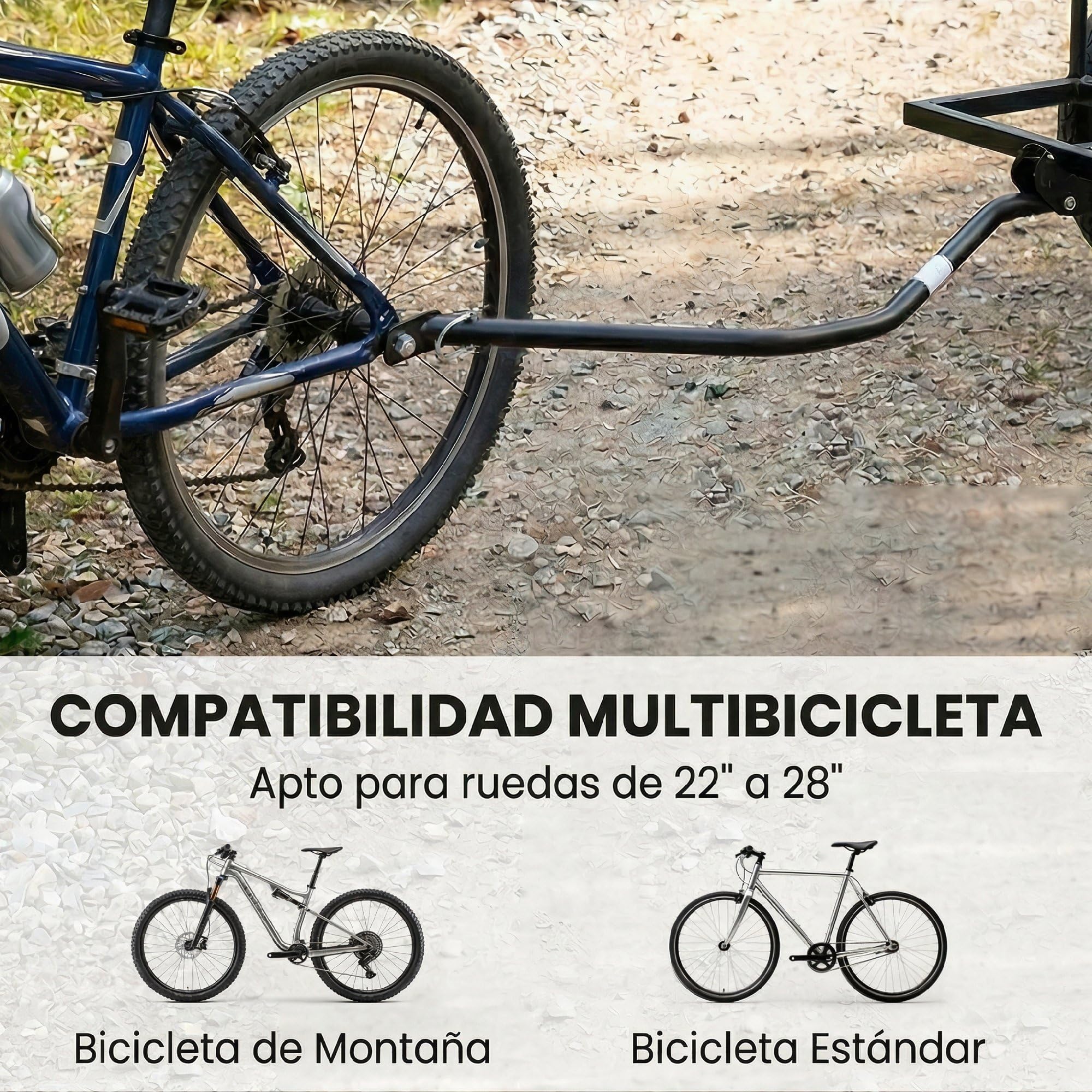 SPORTNOW Rimorchio per bicicletta per carico 40 kg, in acciaio, 145 x 60 x 42 cm, nero | Carrello a mano con bandiera rossa, ruote da 16 pollici, per trasporto bagagli, per biciclette da 22 a 28 pollici