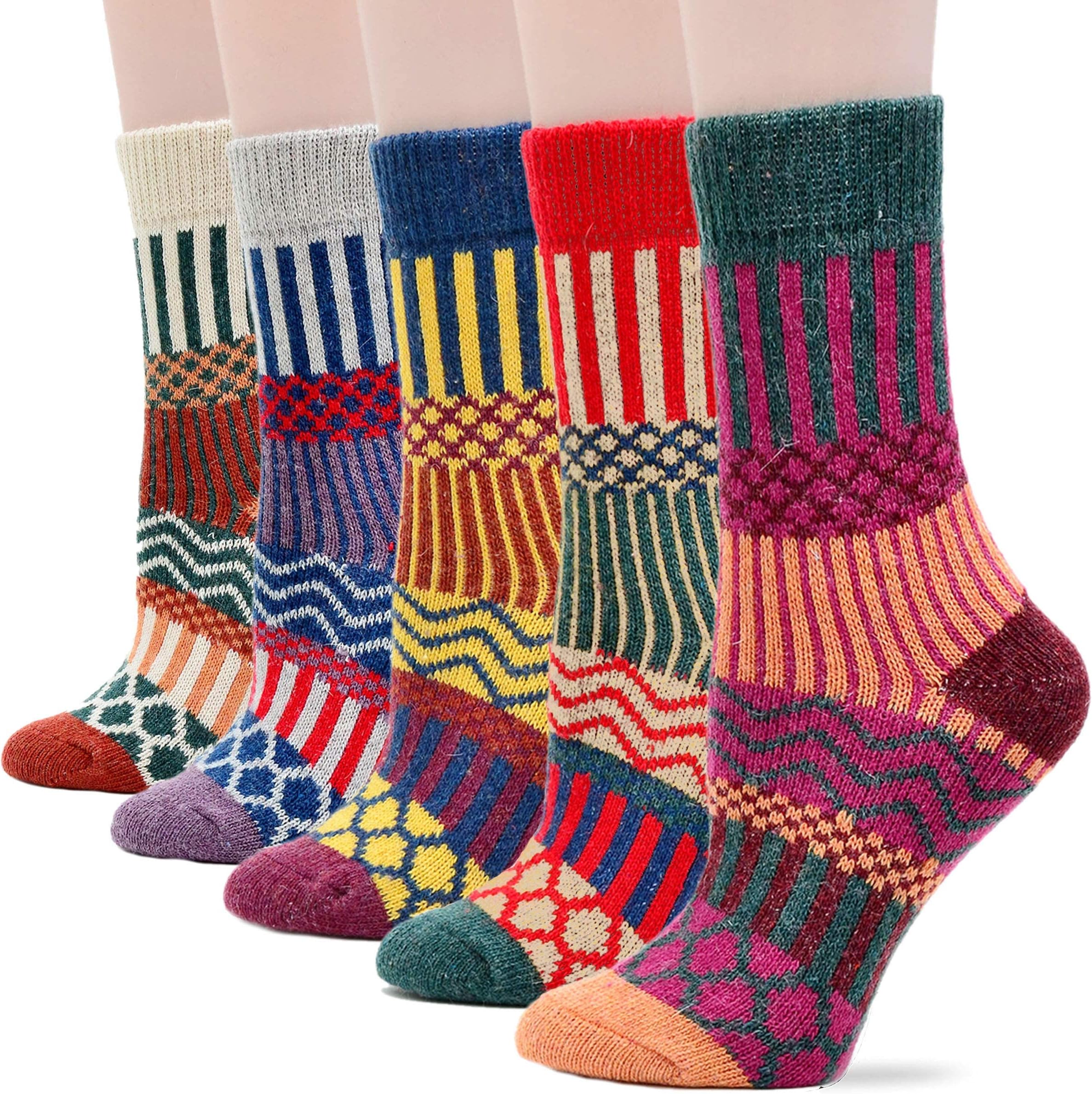 Field4UWomens Wool Knit Winter Socks, G-wave, One Size
