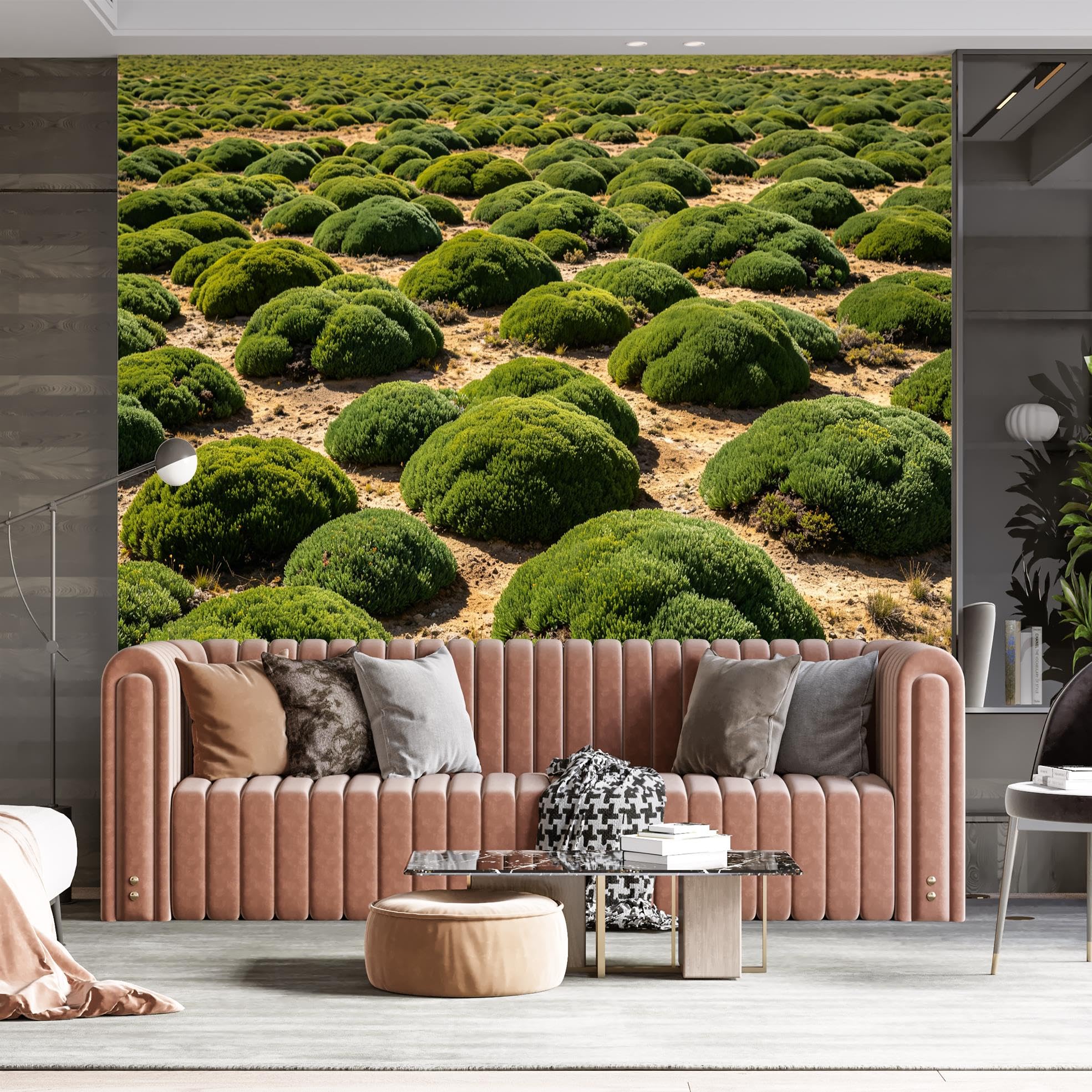 Murales Panoramici Autoadesivi 3D per Soggiorno, Arbusti Verdi di Cumulo per Murale Murale da Parete Adesivo e Impermeabile Rimovibile in Vinile per Pareti Arredamento Casa 343X256Cm (135X1