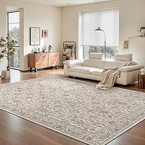 Rugland 5x7 Area Rugs - Stain Resistant Washable Rug, Anti Slip Rugs for Living Room, Vintage Tribal Area Rugs(Vintage01-Multi, 5'x7')