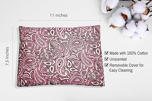 Miniatura 2 de Almohadilla térmica rellena de maíz para microondas y paquete fríofunda lavable 100% algodón (bandana - blanco y negro, 7.5 pulgadas de ancho x 11