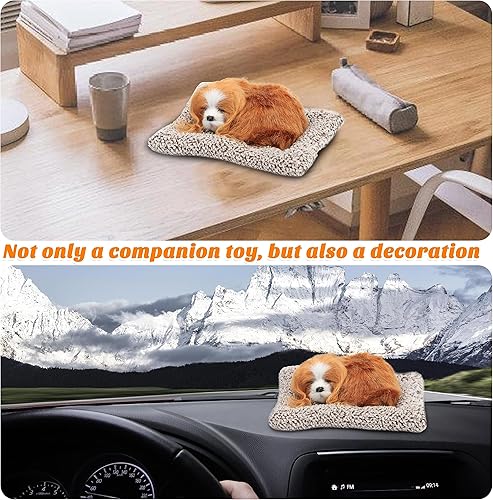 Miniatura 4 de Easfan Juguete de peluche de simulación para cachorros con sonido, adorable animal, lindo perro dormido con cojín de sonido, decoración de