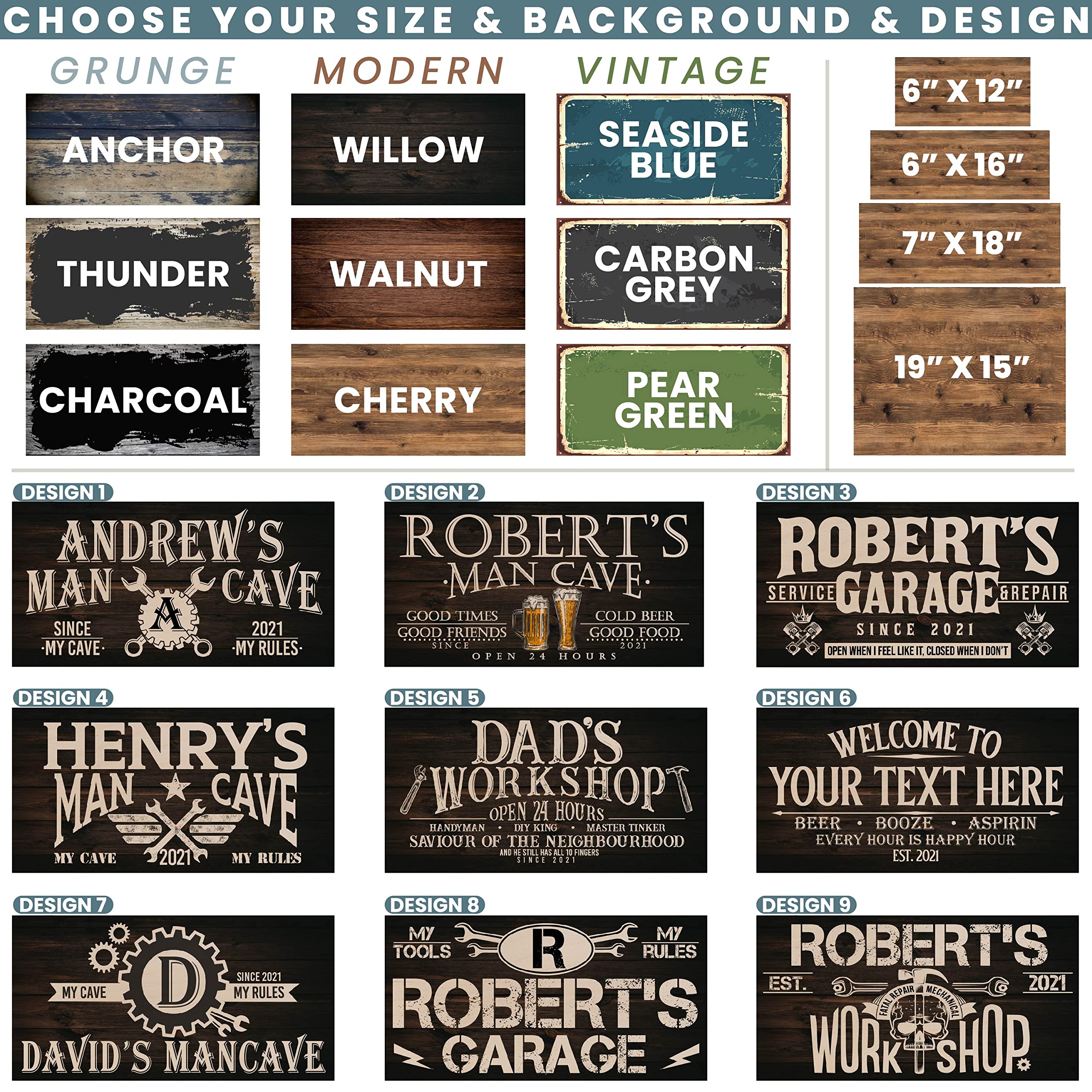 Personalized Wooden Man Cave Wall Sign 4 Size, 9 colors and 9 font options Customized Gift For Dad For Husband