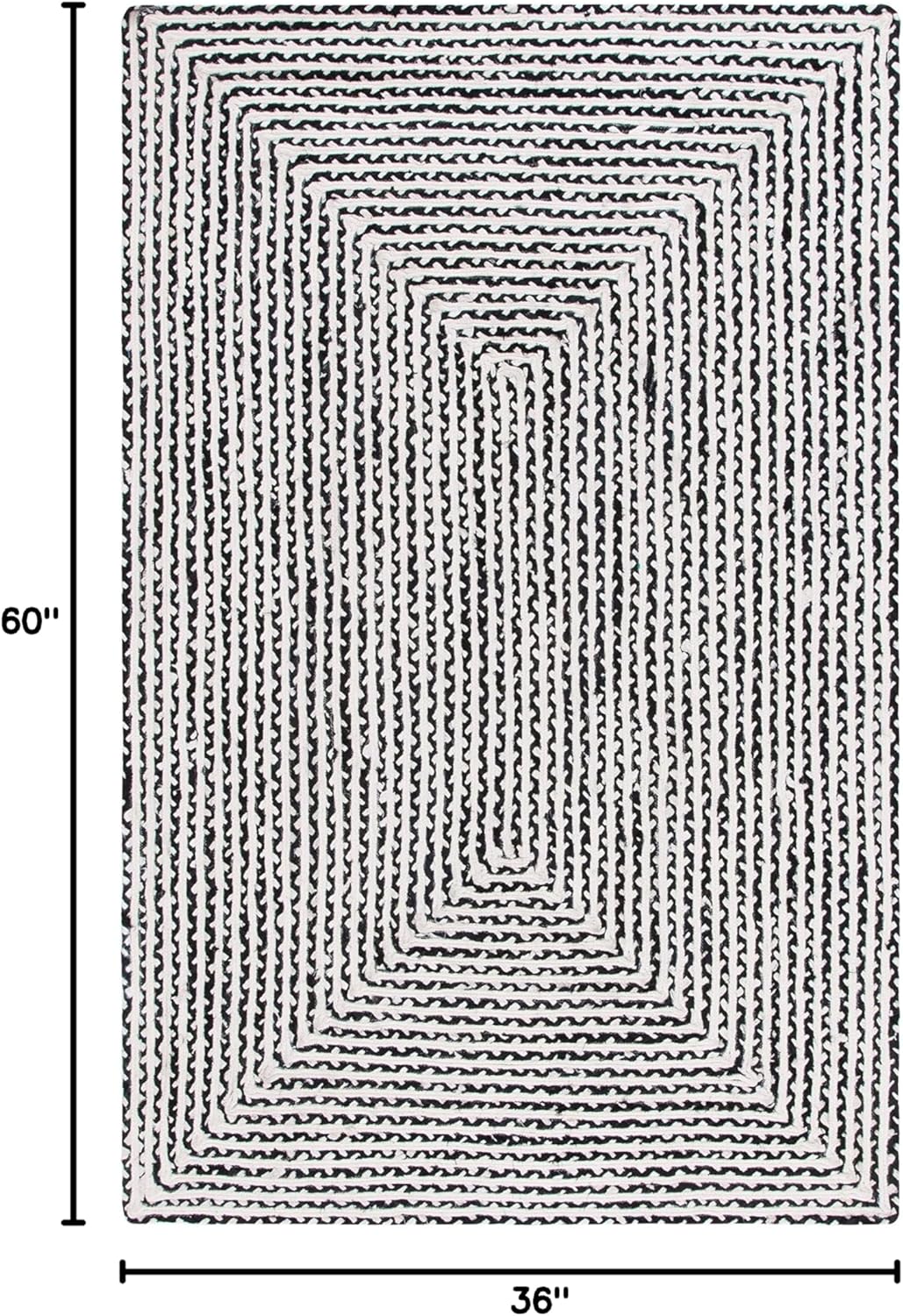 SAFAVIEH Braided Collection Accent Rug - 3' x 5', Black & Ivory, Handmade Farmhouse Cotton, Ideal for High Traffic Areas in Entryway, Living Room, Bedroom (BRD260Z)