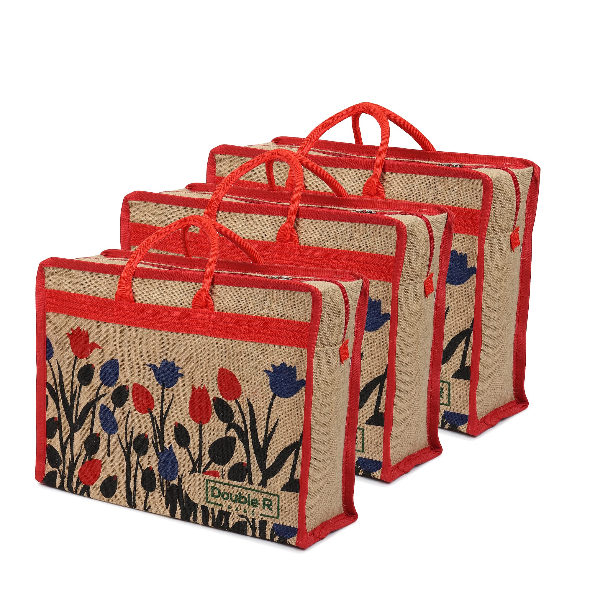 DOUBLE R BAGS Jute Eco-Friendly Tote Bag: Stylish, Spacious, and Sustainable - Perfect for Everyday Errands and Adventures. (Pack of 3) (B09SWX1817) Amazon Price History, Amazon Price Tracker