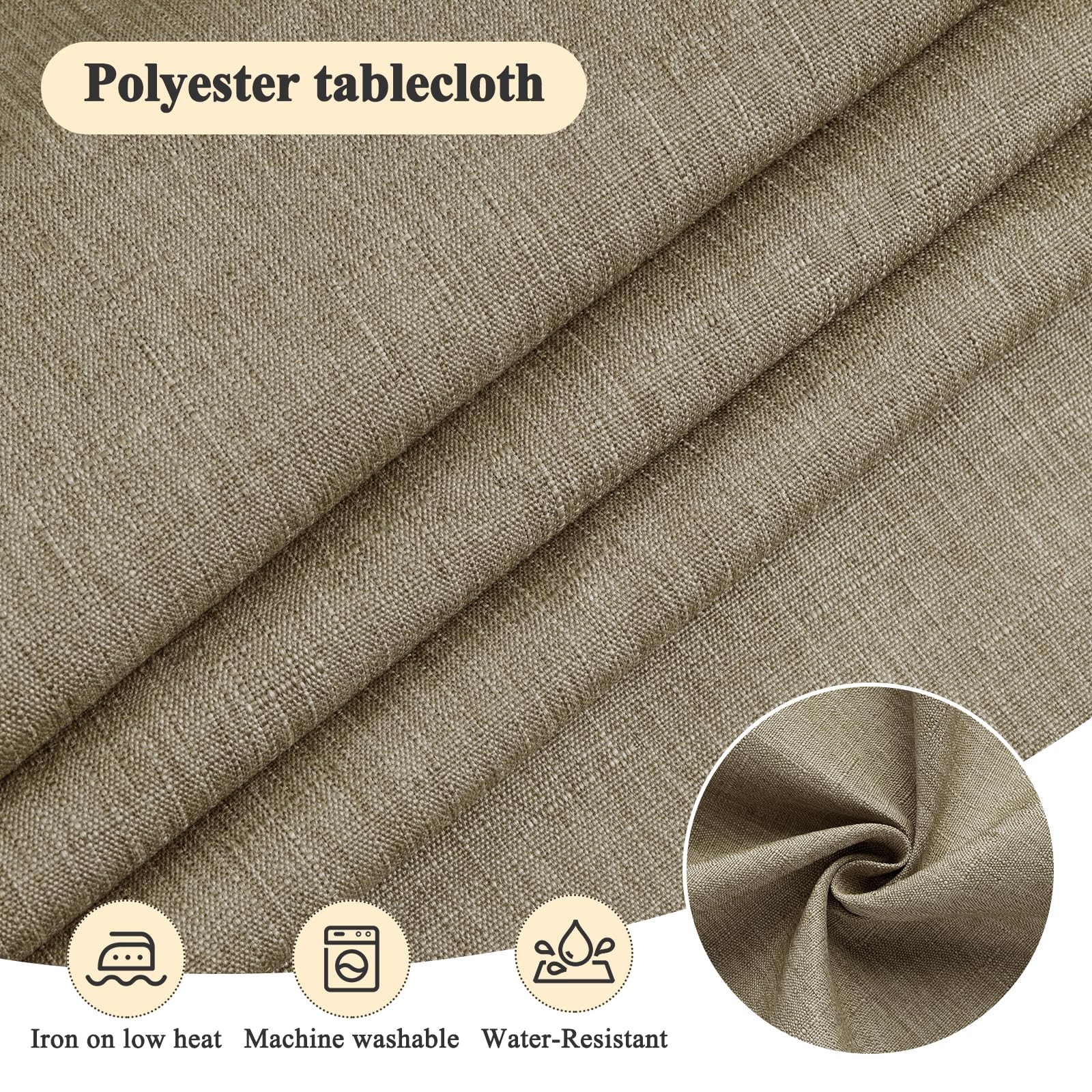 AooHome Tablecloth Round Φ120cm Mokka - Image 2