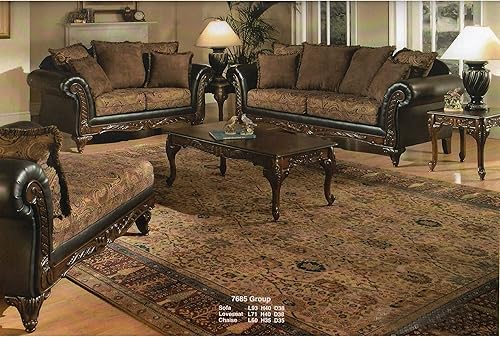 Roundhill Furniture San Marino - Sofá de tela de 2 tonos color marrón