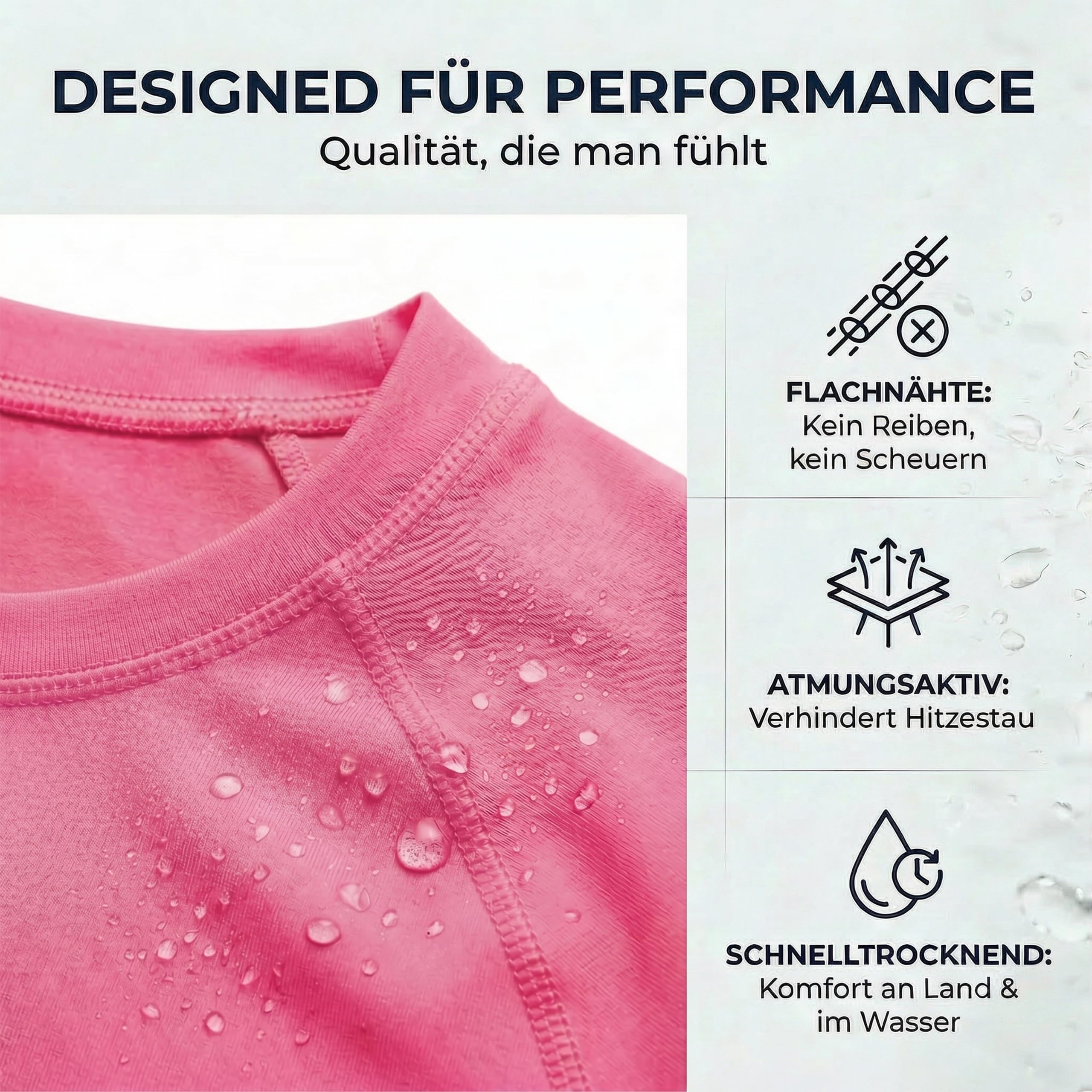 iQ-UV Sportshirt Damen Langarm – Elastisches UV Shirt für Damen für Wasser & Sport – Rash Guard mit UV-Schutz – Langarm Sportshirt für Frauen – Ideal zum Sport Machen oder Schwimmen