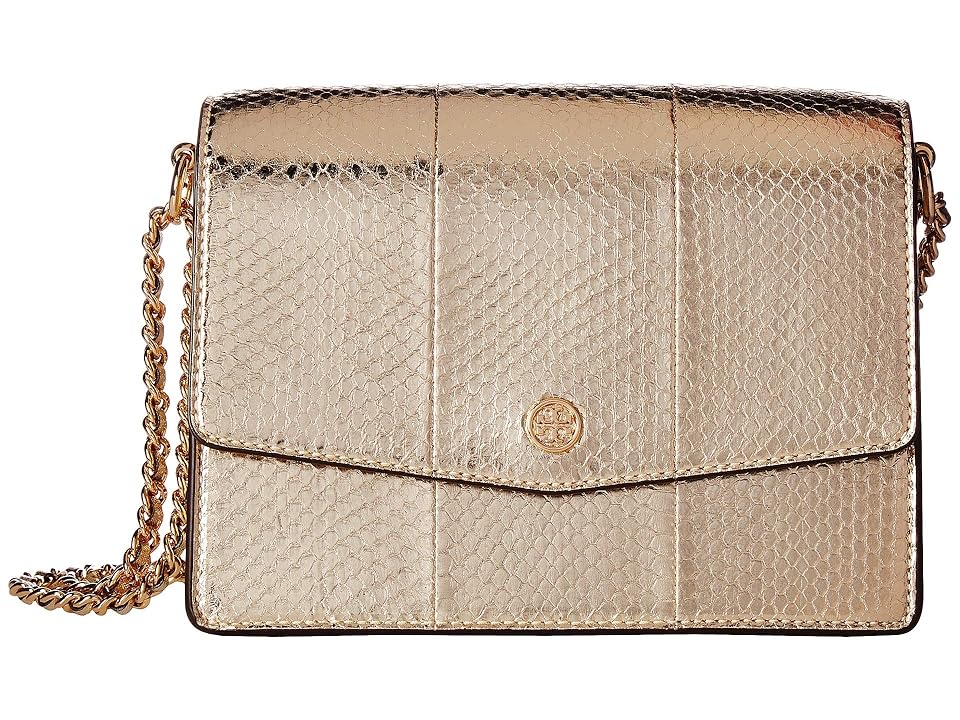 

Tory Burch Robinson Exotic Convertible Shoulder Bag (Gold) Shoulder Handbags
