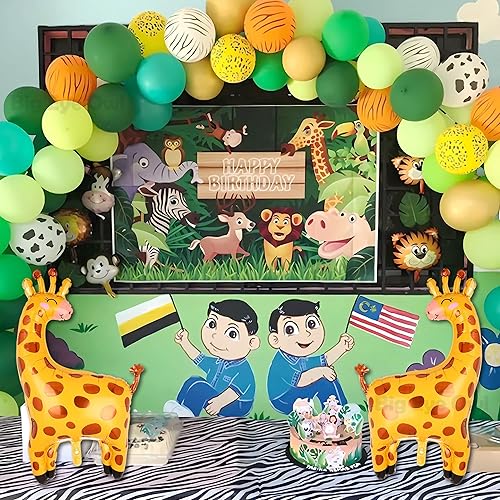 Miniatura 7 de Globos de papel de aluminio de jirafa, gran selva, safari, animal, decoraciones de fiesta de cumpleaños, globo gigante de safari para niño, salvaje,