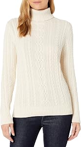 Amazon Essentials Women's Standard Fisherman Cable Turtleneck Sweater