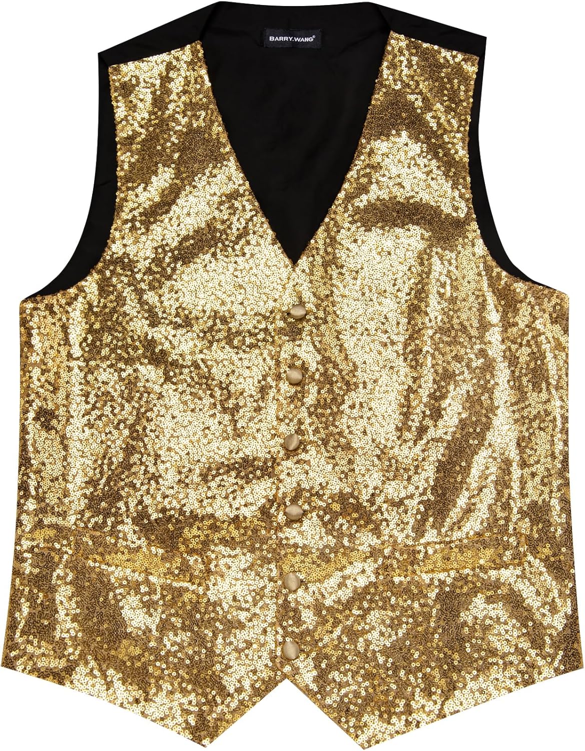 Barry.Wang Mens Sequins Vest Formal/Leisure V-neck Shiny Waistcoat Bowtie Set Prom Party Tuxedo - Image 5