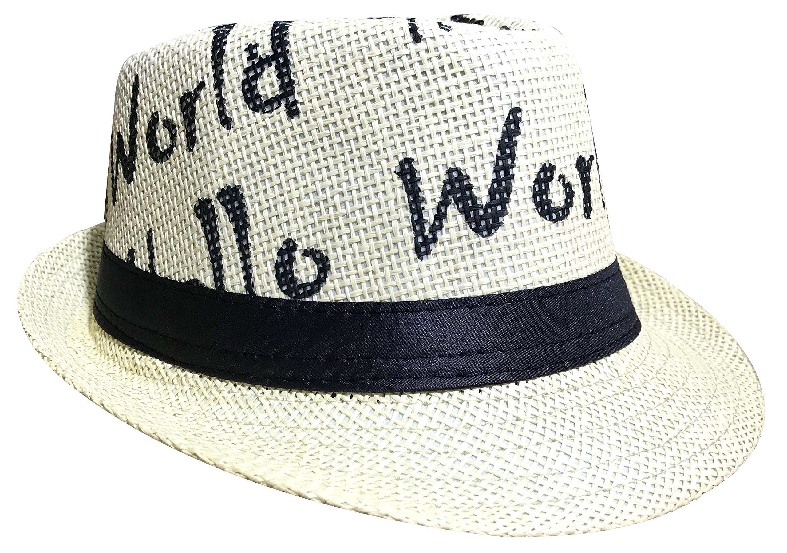 Club Cubana Men's White 2 Fedora Hats For Wo Unisex Trilby Hat Panama Style Summer Beach Sun Jazz Cap White
