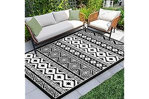 Outdoor Mat for Kids Play Area Waterproof: Reversible Area Rug Decor, 5x8ft Plastic Straw