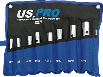 US PRO 8PC Tubular Box Spanner + Torque BAR Set, 6x7 - 20x22 mm, Tubular Socket Spanner Set, Wrench Set