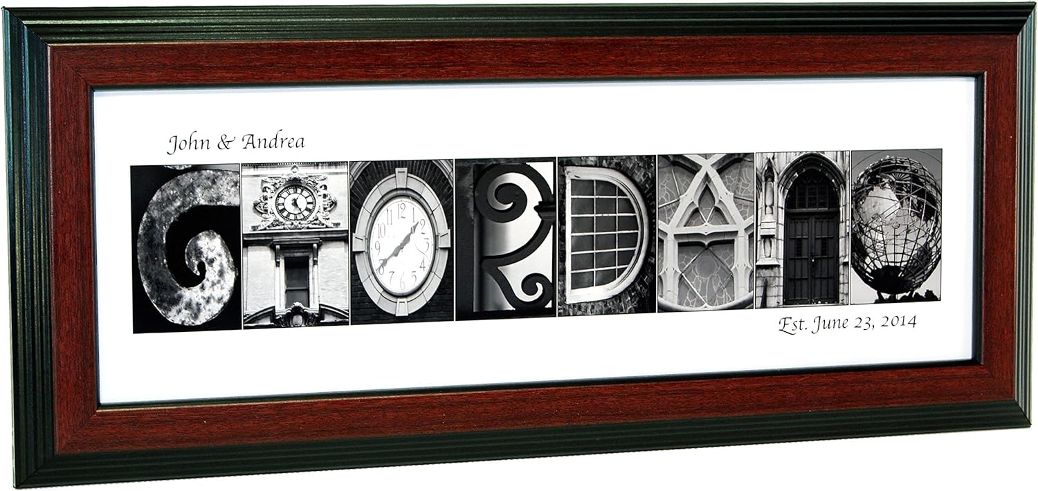 パーソナライズ名前で作成されたブラックandホワイト建築Alphabet写真Including 8 by 20インチフレームのパーソ