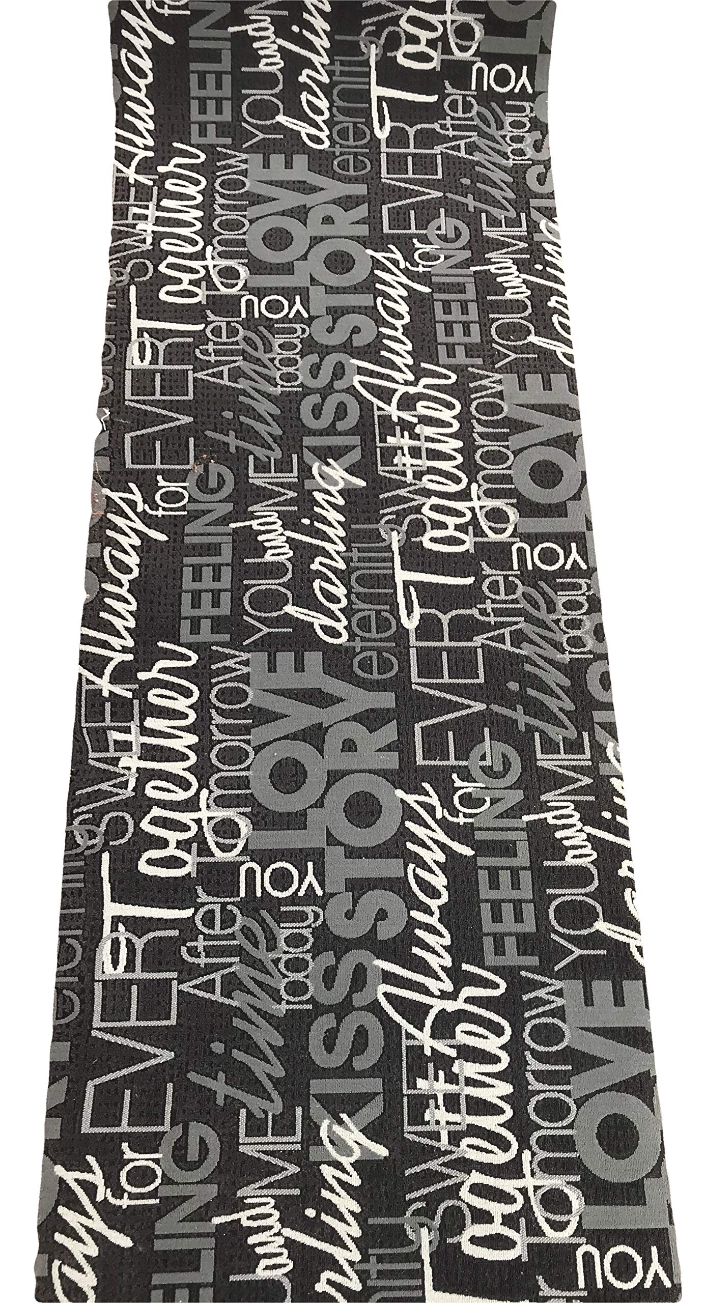 LaVelahome Tappeto Cucina Antiscivolo Grigio Nero Love – Superficie Assorbente – Lavabile in Lavatrice – Design Living con Scritte 3D – Personalizzabile – Made in Italy (cm 50 x 245)