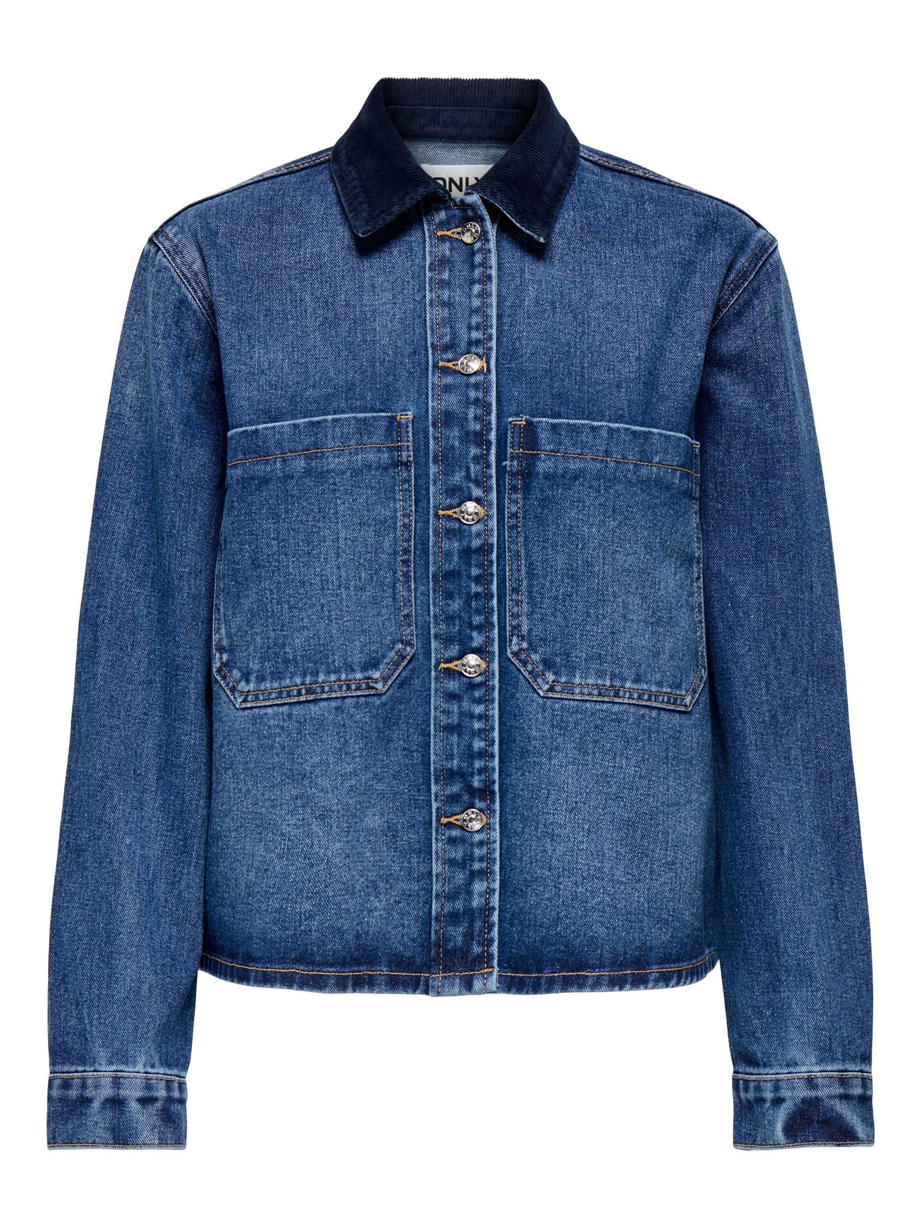 ONLY Damen Only Female Jeanshemd Onlcassie Jeanshemd Onlcassie Ls Ovs DNM Shirt Dot Noos (1er Pack)