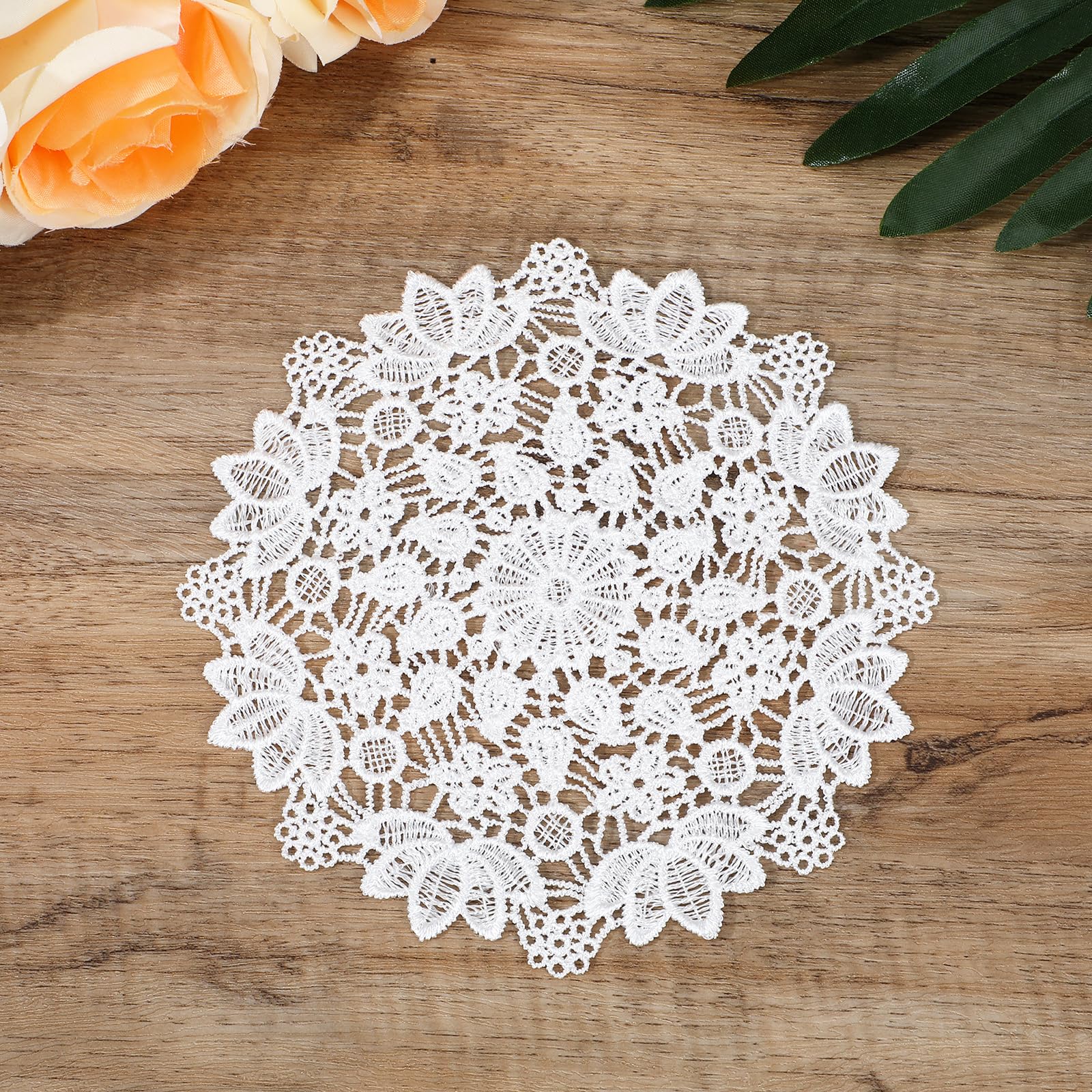 8 Pack White Crochet Doilies, 6.1in Handmade Round Lace Doilies, Vintage Cotton Placemats Rustic Table Mats for Tables Kitchen Dining Room Party Wedding Birthday Dressers Decoration