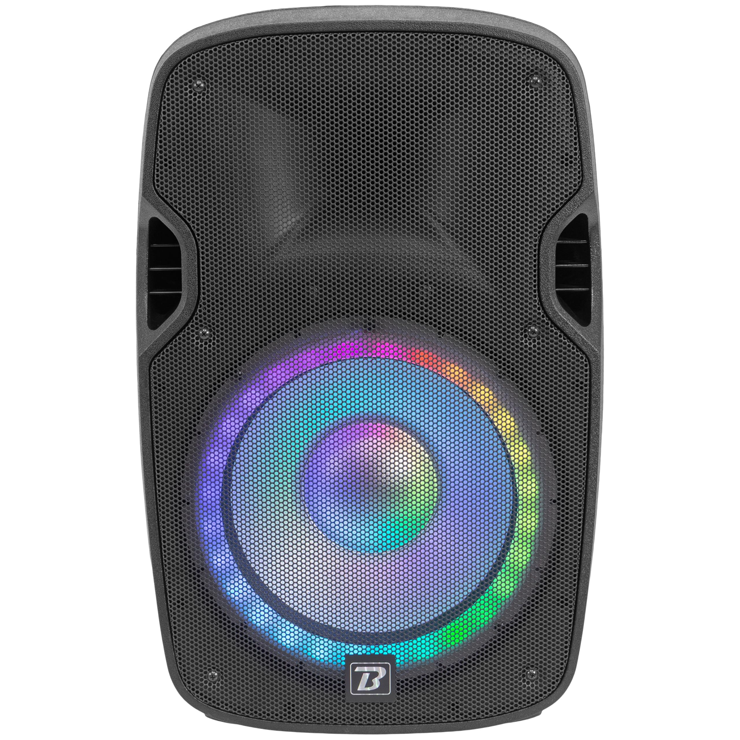BoomToneDJ PS212A Zestaw LED - zestaw 2 głośników 12'', statyw, mikrofon, USB/SD, Bluetooth, radio FM i LED, na imprezy, wesela, szkoły i stowarzyszenia