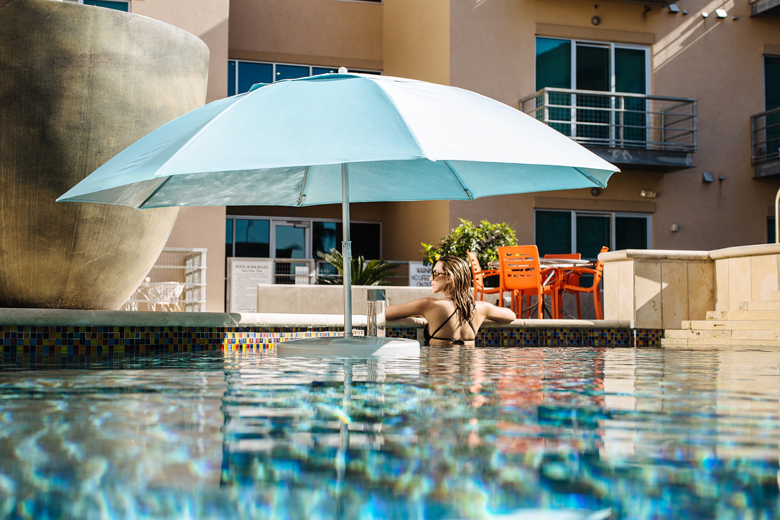 Pool Buoy Floating Pool Umbrella, Harbor Blue