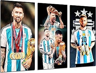Comprar Set 3 posters decorativos para pared, Decoración Salón Modernos, Dormitorios, Habitación, Futbol, Messi, Argentina, (97 x 62 cm)