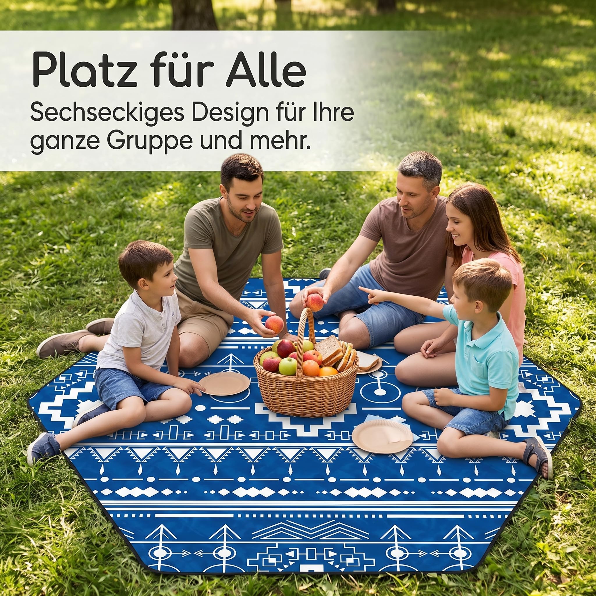 Tapis Pique-Nique Hexagonal, Couverture Pique Nique imperméable et Nappe Sol extérieur pour activités en Plein air