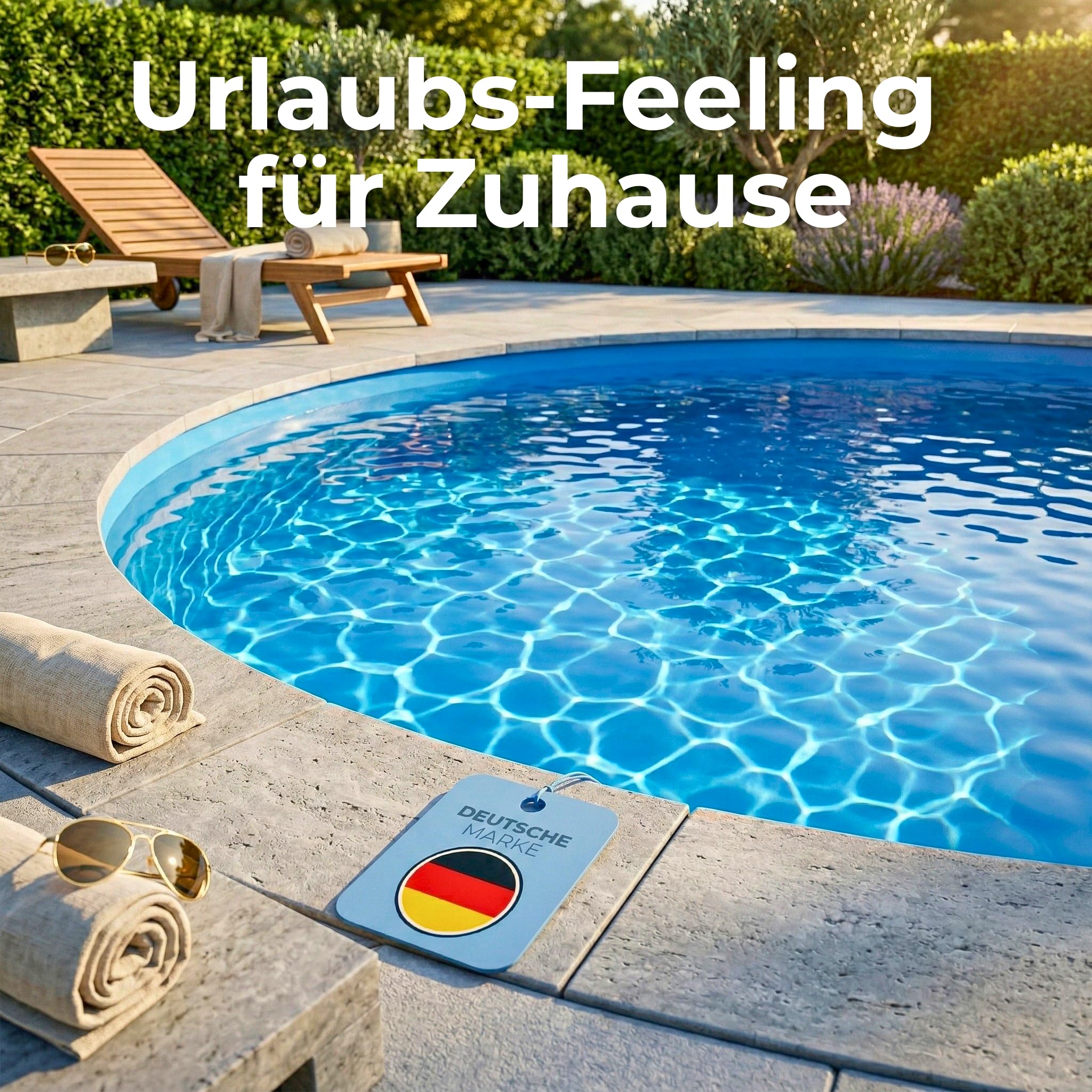 poolomio® PVC-Poolfolie rund, hochwertige & kältebeständige Poolinnenfolie für Schwimmbecken, Ersatzfolie Stärke 0,4 mm, Poolinnenhülle geeignet für Stahlwandpools mit Ø 350 x 90 cm, blau