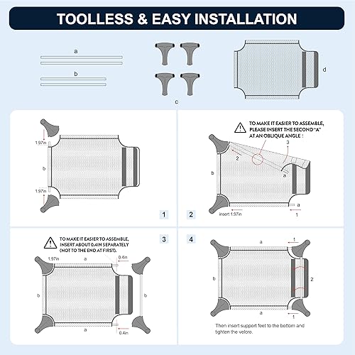 Miniatura 6 de Cama elevada para perros grandes, fácil de montar, duradera y elevada con marco de aleación de aluminio, malla transpirable (gris oscuro)