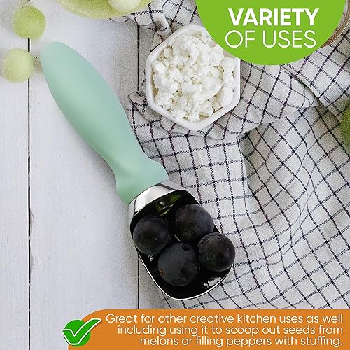 Vista 96 de Spring Chef Cuchara de helado rosa resistente con mango de agarre suave, cuchara de helado profesional, cuchara de helado de metal para masa