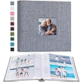 Mublalbum Photo Album 4x6 200 Photos Linen Cover with Memo Areas Photobook Pictures Book for Wedding Family Baby and Vacation (Gray)