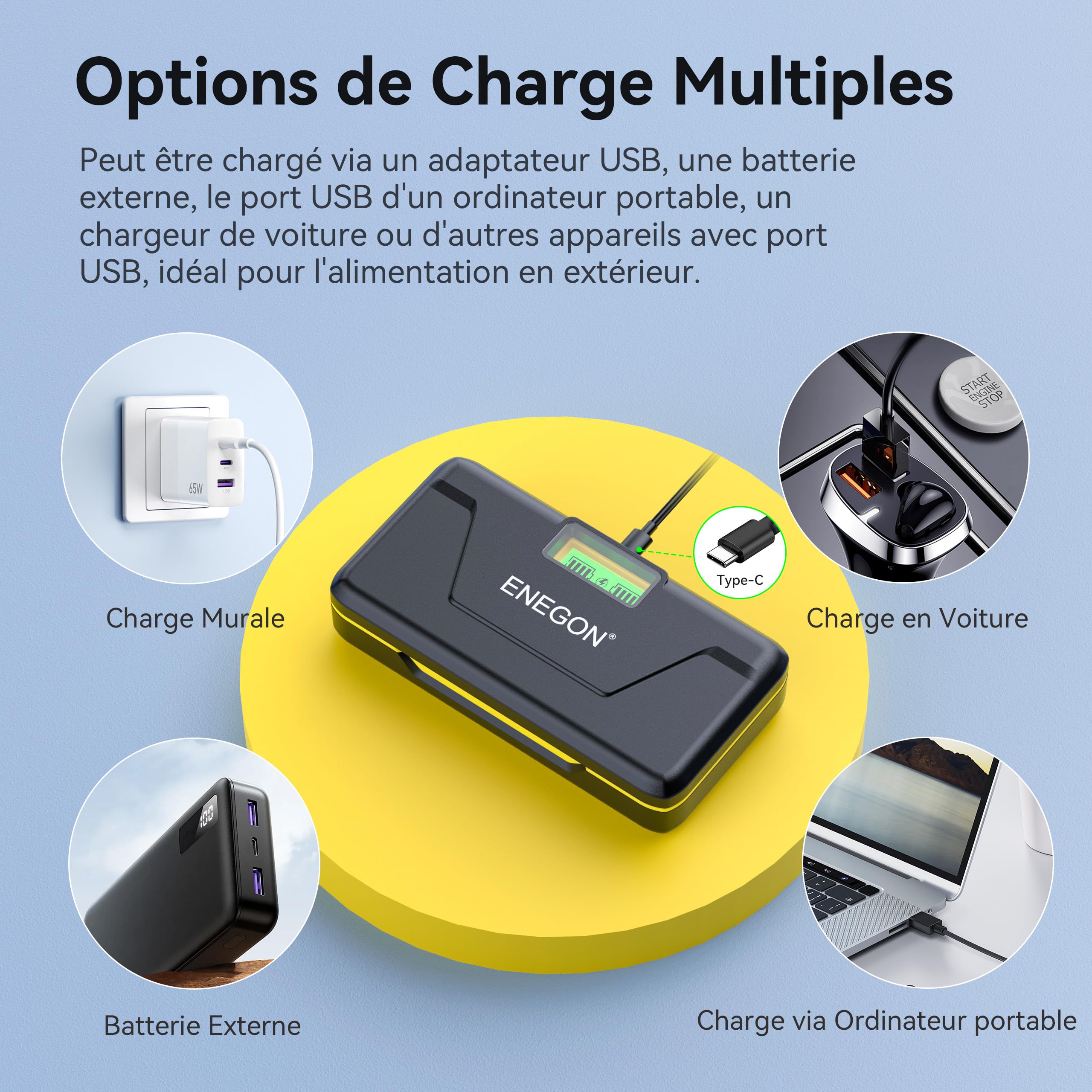 ENEGON NP-W235 20W Dual-Akku-Schnellladegerät-Set (2 x 2600 mAh) für X-T5, X-T4, GFX100 II，GFX100S II, GFX 100S, GFX 50S II, GFX100RF， VG-XT4 sowie X-H2S，X-H2 und X-S20